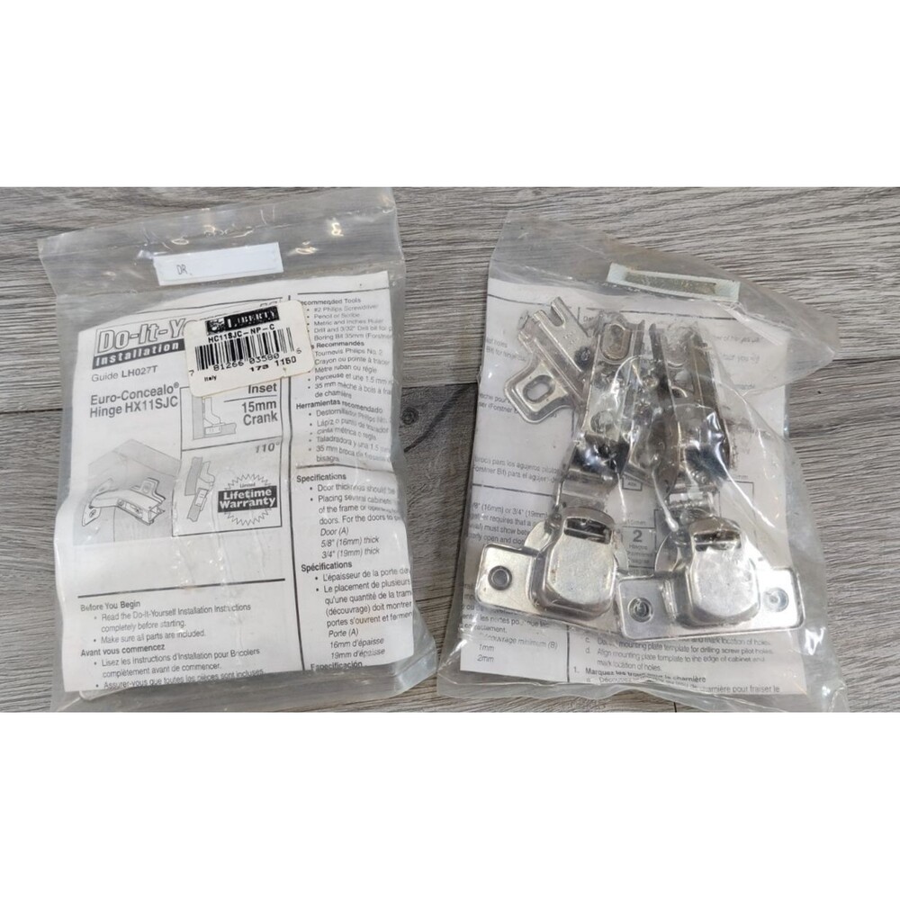 Liberty Euro Concealed Hinge HX11SLC New Sealed-Total 4 Hinges